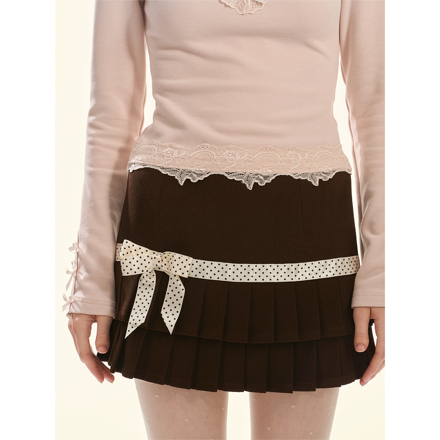 Cocoa Brown Dot Bow Skirt